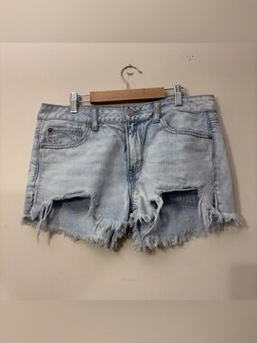 American Eagle Outfitters Light Blue Distressed Denim Cutoff Shorts